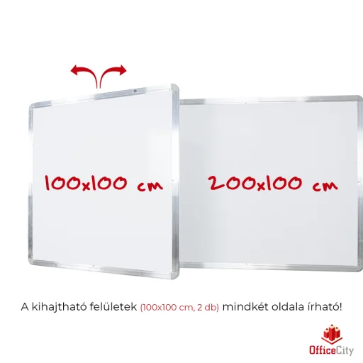 OfficeCity kihajtható mágnestábla alumínium kerettel 200x100 cm + 100x100 cm + 100x100 cm (WBKH-100200-100) törölhető mágnes tábla, fehértábla - 3