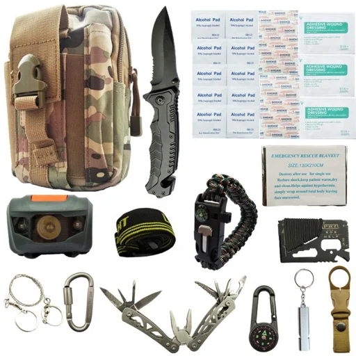 13 az 1-ben túlélőkészlet, katonai túlélő felszerelés terepmintás táskával (outdoor-equipment-13-cp-camo) (W0807-camo) - 1