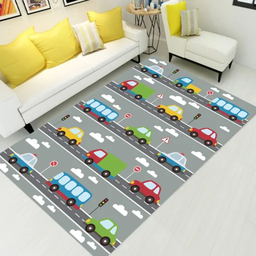 Gyerek autós játszószőnyeg, gyerekszőnyeg mintás 130x180 cm (KIDS-CARPET-5) - 1