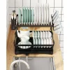 Edényszárító csepegtető tálcával kétszintes fekete (dish-rack-black-5-2-layer-DRB-5-2)  thumbnail