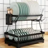 Edényszárító csepegtető tálcával kétszintes fekete (dish-rack-black-5-2-layer-DRB-5-2)  thumbnail