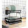 Edényszárító csepegtető tálcával kétszintes fekete (dish-rack-black-5-2-layer-DRB-5-2)  thumbnail