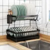 Edényszárító csepegtető tálcával kétszintes fekete (dish-rack-black-5-2-layer-DRB-5-2)  thumbnail
