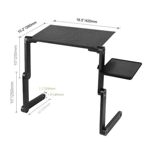 Összecsukható laptop asztal, állvány egérpaddal fekete (laptop-desk-2-black) - 5