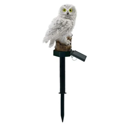 Kültéri napelemes lámpa, kerti világítás fehér bagoly (VLUX-D-001-01-WHITE) - 1
