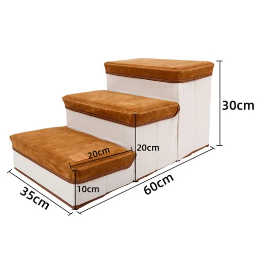 Kutyalépcső 3 lépcsőfokkal barna színben (DD01292-BROWN) - 3