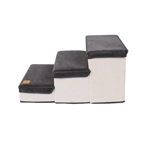 Kutyalépcső 3 lépcsőfokkal szürke színben (DD01292-GREY) - 2