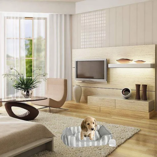 Kutyafekhely, kutyaágy, macska fekhely, macskaágy szürke színben S méret (PET-BED-STRIPED-GREY-S) - 4