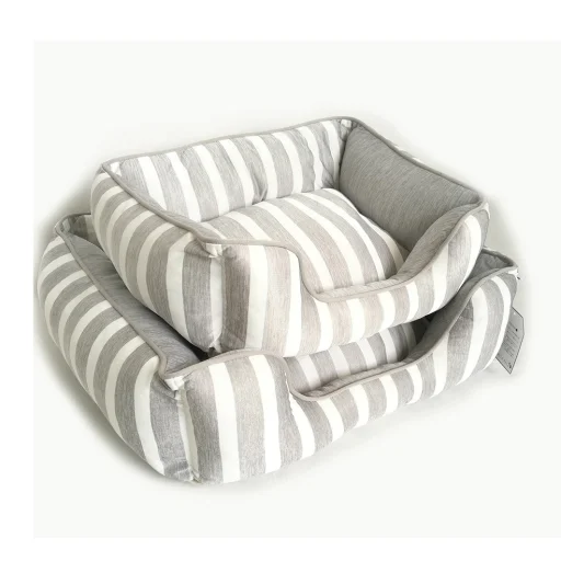 Kutyafekhely, kutyaágy, macska fekhely, macskaágy világos szürke színben M méret (PET-BED-STRIPED-GREY-M) - 1