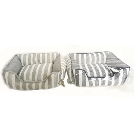 Kutyafekhely, kutyaágy, macska fekhely, macskaágy szürke színben S méret (PET-BED-STRIPED-GREY-S) - 6