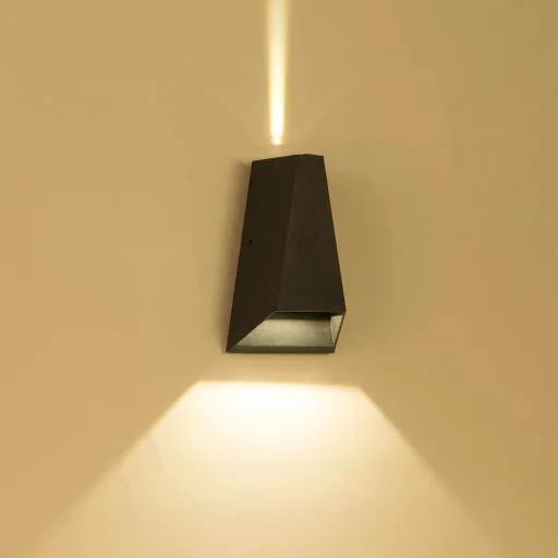 Kültéri fali LED lámpa 10W fekete IP65 vízálló 3000K meleg fényű (1017-1-BLACK-3000K) - 1