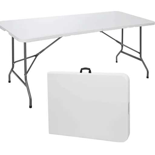 Összecsukható kemping asztal, kerti asztal 152x70x74cm fehér (LY-FH150) - 1