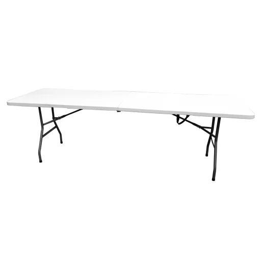Összecsukható 240x74x74cm kemping asztal, kerti asztal fehér (LY-FH240) - 2
