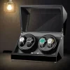 Óraforgató, óratartó doboz 4 karórához fekete színben fekete belsővel (JH40BW-BLACK-BLACK) thumbnail