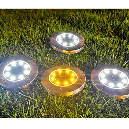 Kültéri napelemes LED lámpa, kerti világítás IP65 vízálló 3500K meleg fényű 4db-os kiszerelés (ZY-1028-8LED-WARM) - 6