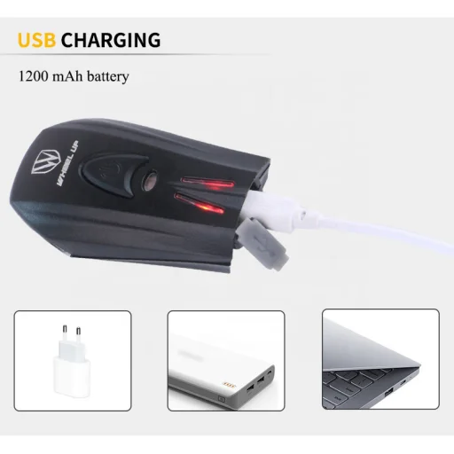 Kormányra szerelhető LED biciklilámpa, kerékpár világítás USB töltés, vízálló (GY001) - 6