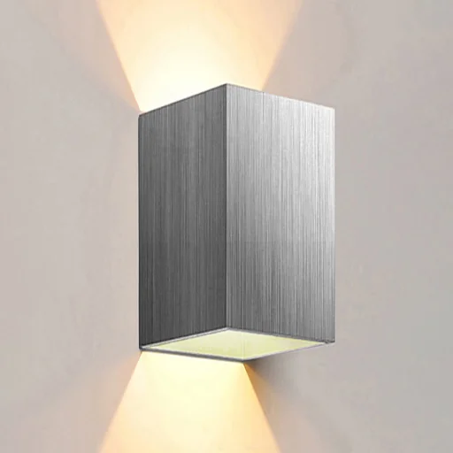 Kültéri fali LED lámpa 12W szálcsiszolt szürke színű IP65 vízálló 3000K meleg fényű (1003-6-BRUSHED-SILVER-3000K) - 1