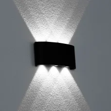 Kültéri fali LED lámpa 6W fekete színű IP65 vízálló 6000K hideg fényű (1042-6-BLACK-6000K)