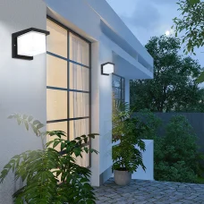 Kültéri fali LED lámpa 12W fekete IP65 vízálló 6000K hideg fényű (608-1-BLACK-6000K)