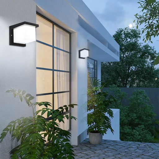 Kültéri fali LED lámpa 12W fekete IP65 vízálló 6000K hideg fényű (608-1-BLACK-6000K) - 1