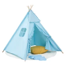 Teepee indián sátor, gyereksátor világoskék (kids-teepee-160-lightblue)
