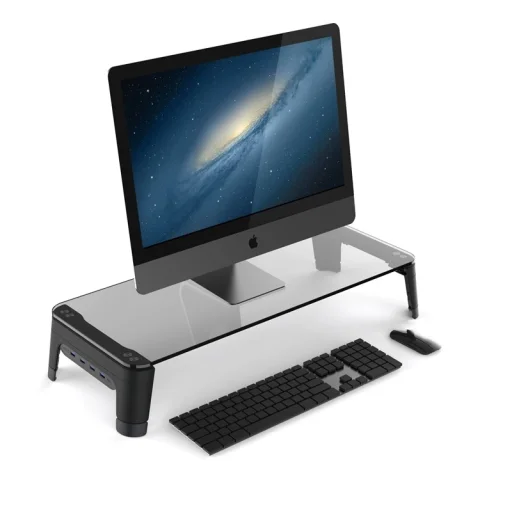 Monitortartó állvány, laptop állvány, monitor magasító USB csatlakozókkal, állítható magassággal (SY-MS06H2) - 2