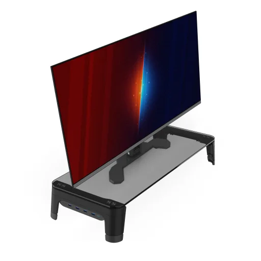 Monitortartó állvány, laptop állvány, monitor magasító USB csatlakozókkal, állítható magassággal (SY-MS06H2) - 1