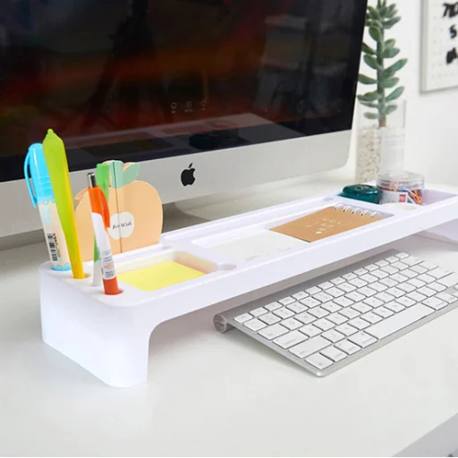 Asztali rendező állvány, monitortartó, monitor állvány, tároló fehér (KY-1013-white) - 2