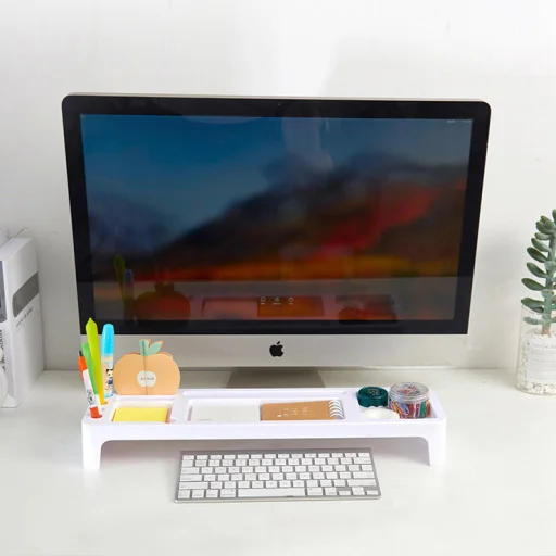 Asztali rendező állvány, monitortartó, monitor állvány, tároló fehér (KY-1013-white) - 1