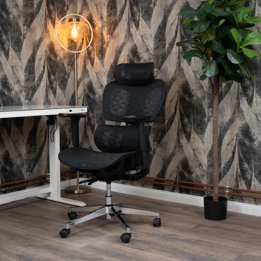 Prémium ergonomikus irodai szék, forgószék, fekete (T03) hálós - 11