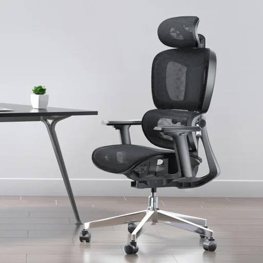 Prémium ergonomikus irodai szék, forgószék, fekete (T03) hálós - 8