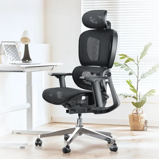 Prémium ergonomikus irodai szék, forgószék, fekete (T03) hálós - 1