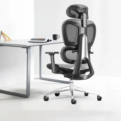 Prémium ergonomikus irodai szék, forgószék, fekete-szürke (T03) hálós - 8