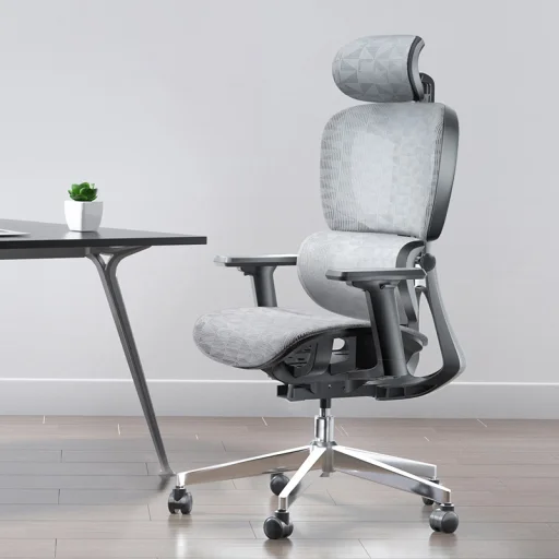 Prémium ergonomikus irodai szék, forgószék, fekete-szürke (T03) hálós - 9