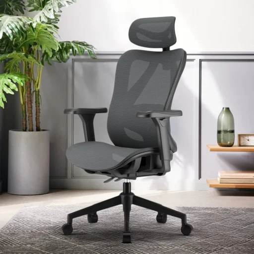 Ergonomikus irodai szék, forgószék, fekete (T15) hálós - 1