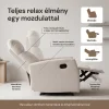 Fekvőfotel, relax fotelágy dönthető háttámlával, lábtartóval bézs zsenília szövet (JN-R8120A51-BEIGE) thumbnail