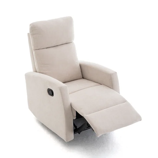 Fekvőfotel, relax fotelágy dönthető háttámlával, lábtartóval bézs zsenília szövet (JN-R8120A51-BEIGE) - 8