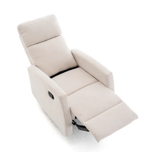 Fekvőfotel, relax fotelágy dönthető háttámlával, lábtartóval bézs zsenília szövet (JN-R8120A51-BEIGE) - 9