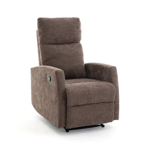 Fekvőfotel, relax fotelágy dönthető háttámlával, lábtartóval barna zsenília szövet (JN-R8120A51) DARK BROWN) - 8