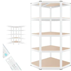 Sarok salgó polc, 5 szintes 180x70x40-40cm, fehér