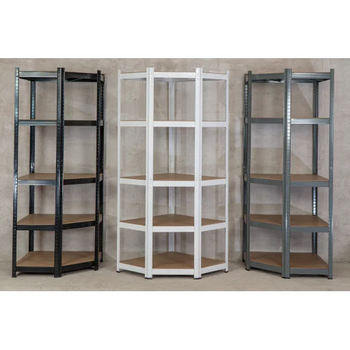 Sarok salgó polc, 5 szintes 180x70x40-40cm, fehér - 8