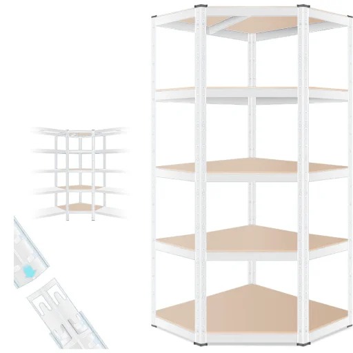 Sarok salgó polc, 5 szintes 180x70x40-40cm, fehér - 1