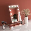 Hollywood tükör, asztali sminkes tükör tárolóval, 12x3W LED sminktükör, rozéarany, rose gold (DC117-4) thumbnail