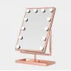 Hollywood tükör, asztali sminkes tükör tárolóval, 12x3W LED sminktükör, rozéarany, rose gold (DC117-4) thumbnail