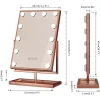 Hollywood tükör, asztali sminkes tükör tárolóval, 12x3W LED sminktükör, rozéarany, rose gold (DC117-4) thumbnail