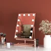 Hollywood tükör, asztali sminkes tükör tárolóval, 12x3W LED sminktükör, rozéarany, rose gold (DC117-4) thumbnail
