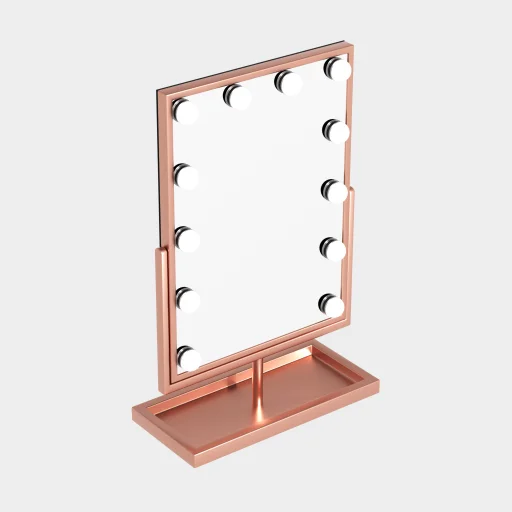 Hollywood tükör, asztali sminkes tükör tárolóval, 12x3W LED sminktükör, rozéarany, rose gold (DC117-4) - 4