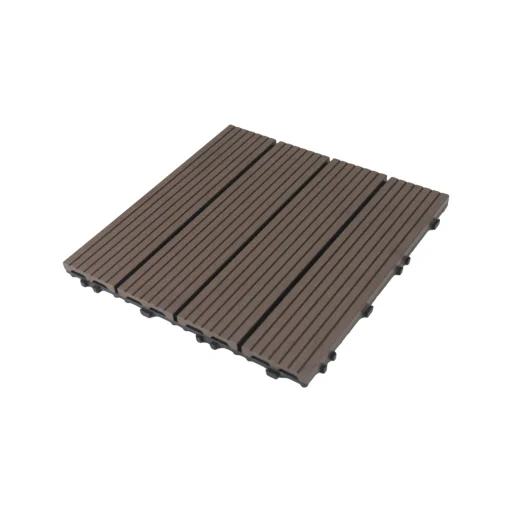WPC 1 m2 padlóburkolat 11db 30x30cm, csíkozott, csokoládébarna összepattintható - 4