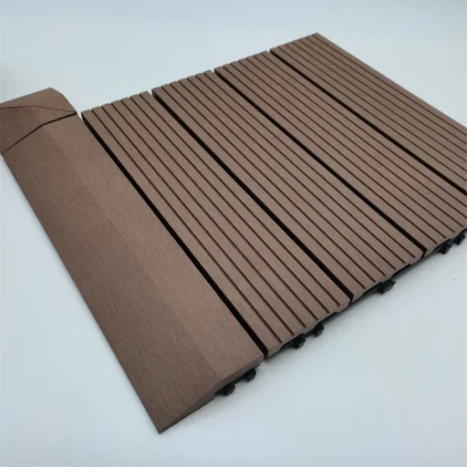 WPC 1 m2 padlóburkolat 11db 30x30cm, csíkozott, csokoládébarna összepattintható - 6