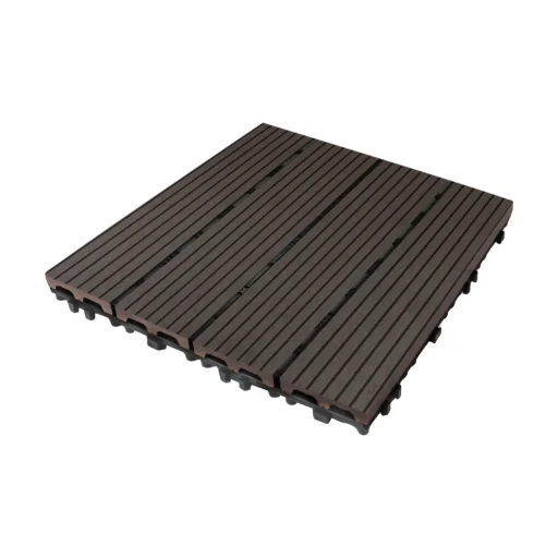 WPC 1 m2 padlóburkolat 11db 30x30cm, csíkozott, csokoládébarna összepattintható - 7